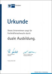 IHK-Urkunde Duale Ausbildung